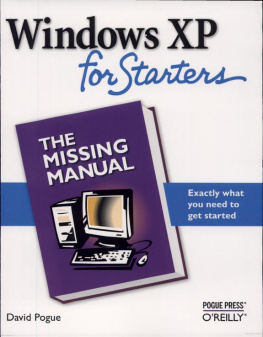 David Pogue Windows XP for Starters: The Missing Manual