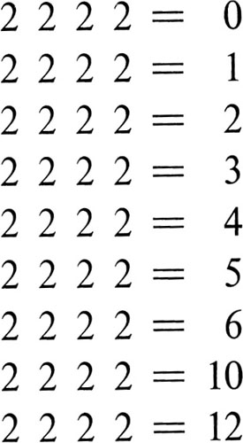 Add arithmetical symbols between the 2s to make every equation true You may - photo 5