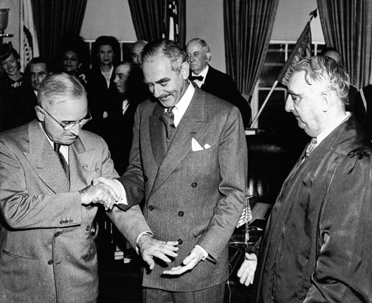 Harry Truman Dean Acheson and Chief Justice Fred Vinson in the Oval Office on - photo 6