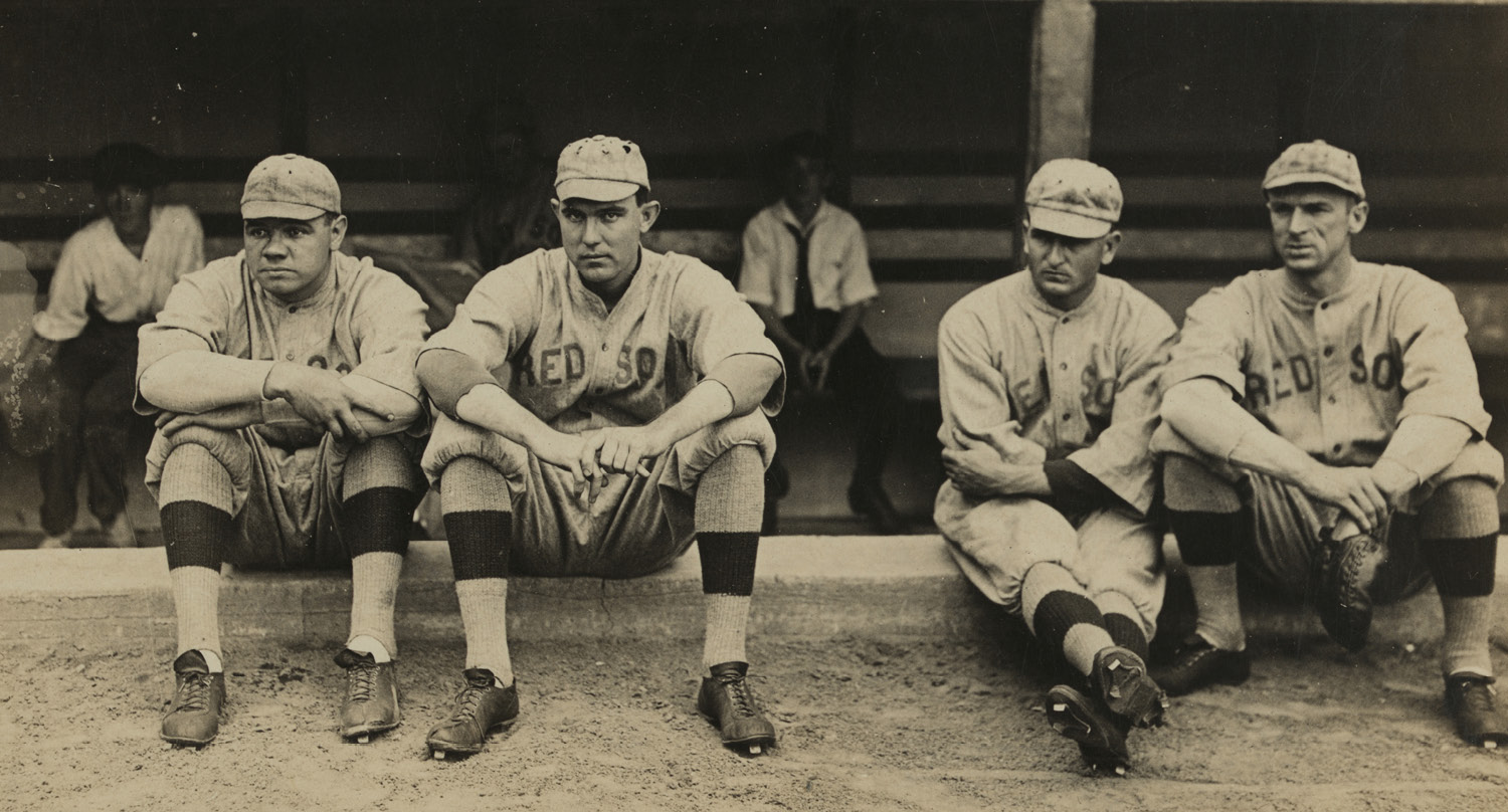 Babe Ruth and Ernie Shore left and second from left combined for a no-hitter - photo 6