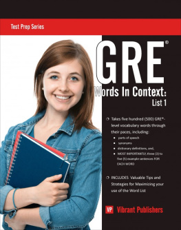 Vibrant Publishers - GRE Words In Context: List 1