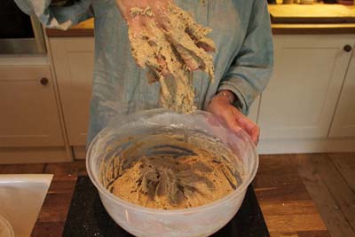 1 Add flour salt and caraway seed to the leaven bowl 2 Mix dont try to - photo 6