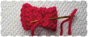 The middle piece of Bow Working in rows Row 1 With Lipstick 1246 ch 6 sc - photo 7