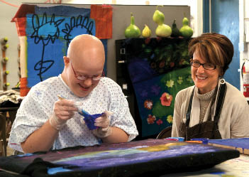 Elizabeth and Dr Lynn Harter working in the Up and Beyond Art Studio Highland - photo 7