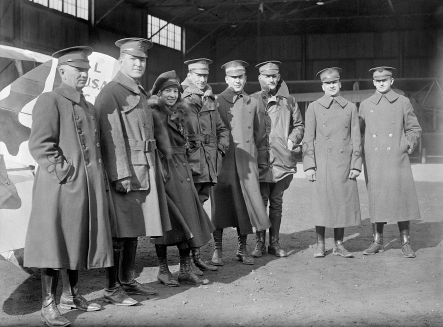 Marjorie Stinson third from left with a group of US Army officers visiting - photo 3