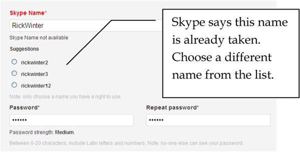 Figure 1-2 Skype suggests usernames d Skype provides you some suggestions - photo 7