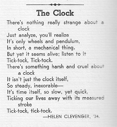 The Clock a poem written by Helen Clevenger published in the 1934 edition of - photo 4