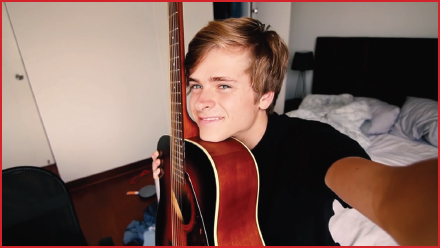 Popular YouTuber Luke Korns announcing his video I learned to play the guitar - photo 7