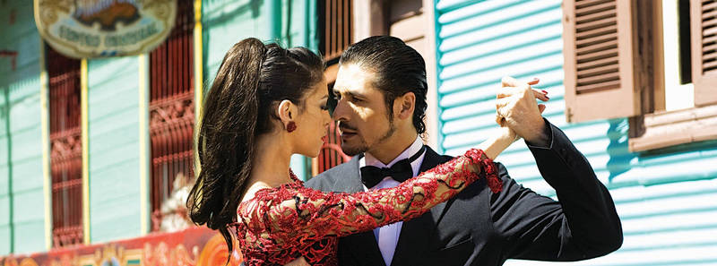 Street dancers performing the tango on a sidewalk in Buenos Aires Argentina - photo 2