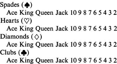 There are 13 cards in each of the four suits These lines show how they rank in - photo 1