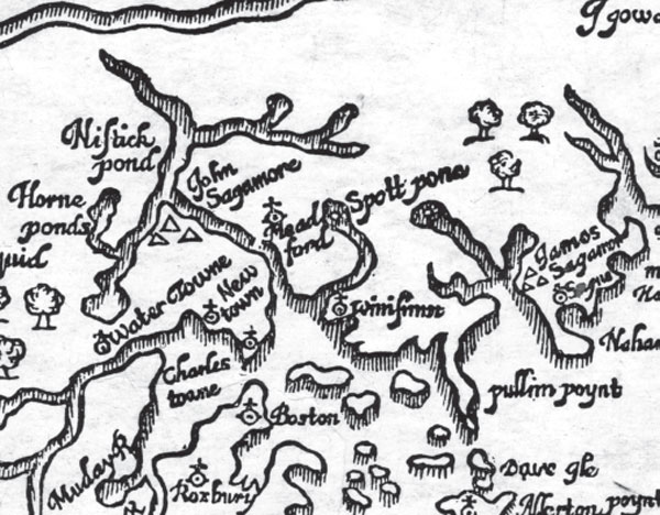 Detail of William Woods map of New England published in London in 1634 in the - photo 5