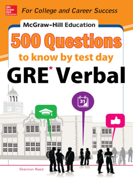 Shannon Reed McGraw-Hill Education 500 GRE Verbal Questions to Know by Test Day
