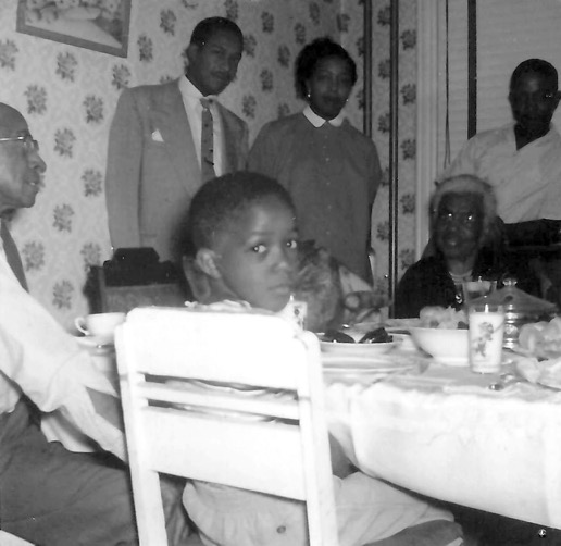 Author at Thanksgiving table in 1954 with seated from left Grandpa Frazier - photo 3