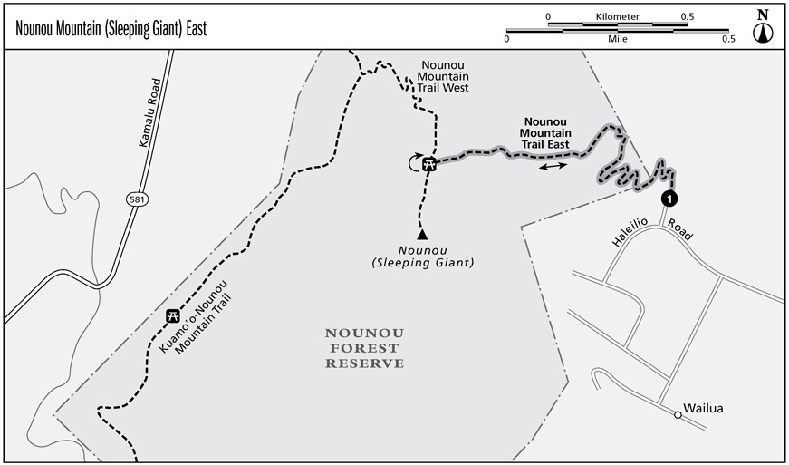 At 15 miles reach a junction with the Nounou Mountain Trail West coming in - photo 1