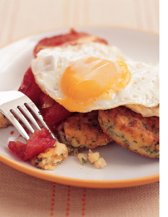 Fried eggs and tomatoes on spring onion potato cakes Serves 1 Spring onion - photo 7