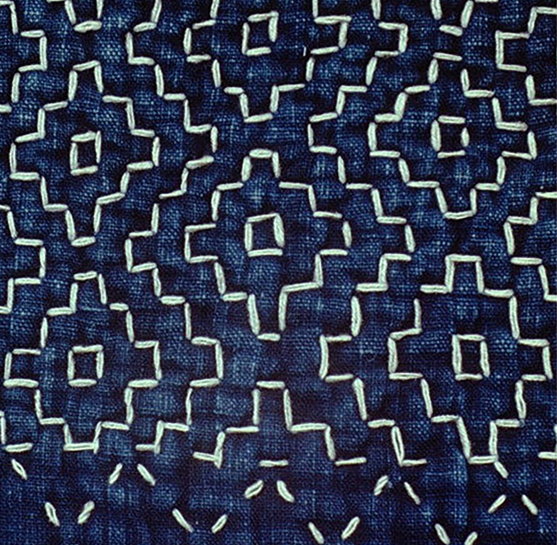 Blue and white Japanese Sashiko which translates as little stabs in reference - photo 8