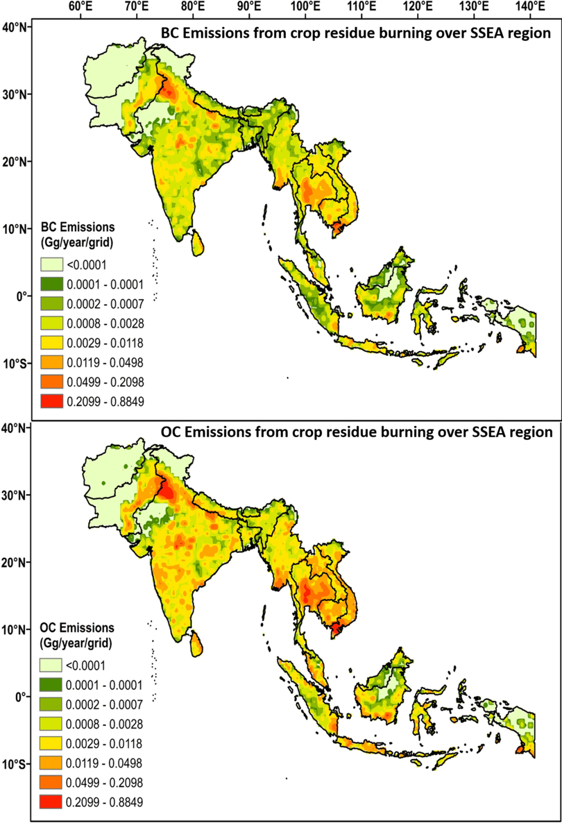 Fig 1 Emissions of carbonaceous aerosols from crop residue burning over the - photo 1