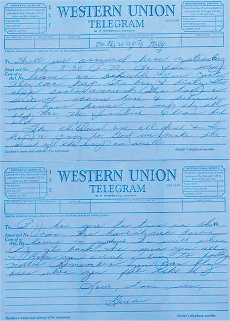 The Tate Family is on the way to Italy A Western Union Telegram from Doris Tate - photo 3