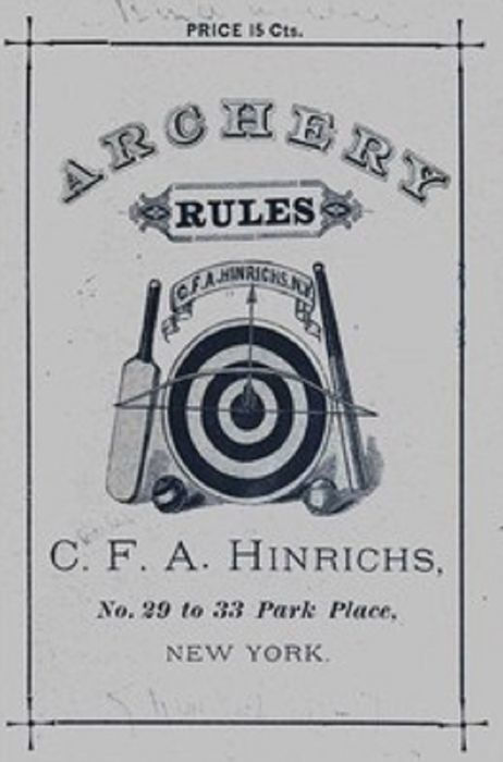 back cover PRICE 15 Cts ARCHERY RULES C F A Hinrichs No 29 to 33 - photo 1