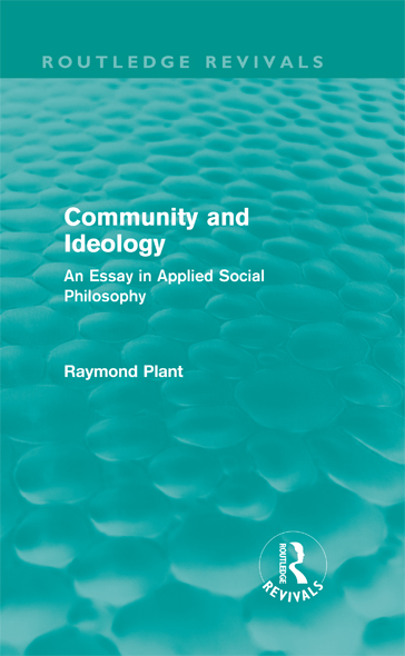 Routledge Revivals Community and Ideology Initially published in 1974 - photo 1