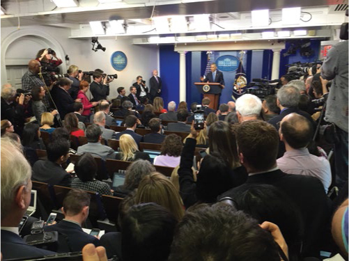 Standing room only for the last press briefing given in the Brady Briefing Room - photo 8