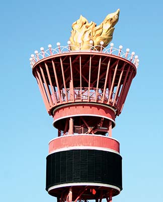 an Olympic torch-shaped lamppost Centennial Olympic Park Fox Theatre - photo 25