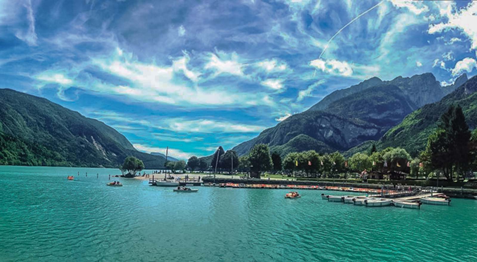 the turquoise waters of Lake Molveno where there are no large motorized boats - photo 14