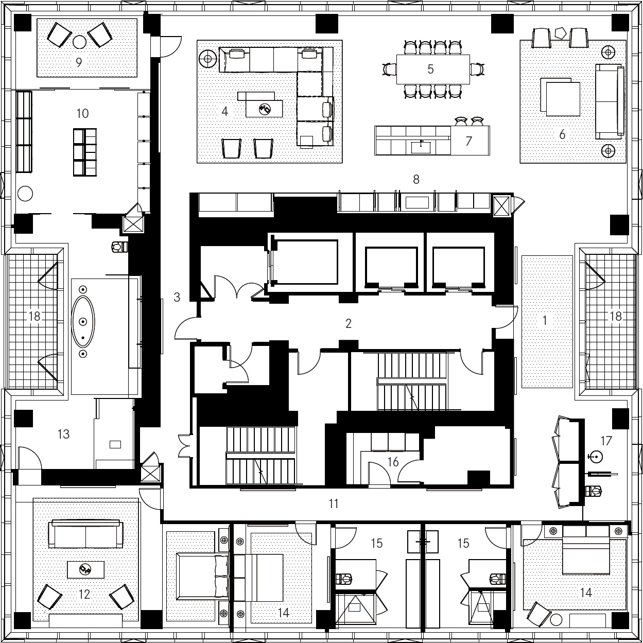 Floor plan 1Main entry gallery 2Vestibule 3West gallery 4Living area - photo 2