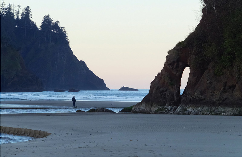 Waves have eroded a window in Proposal Rock at Neskowin beyond is the base of - photo 7