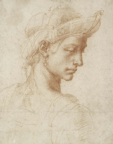 Michelangelo drew Profile with Oriental Headdress a sanguine drawing on - photo 3