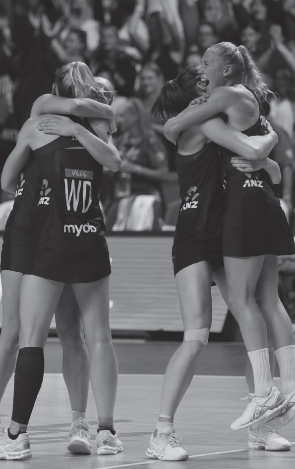 The Silver Ferns celebrate winning the 2019 World Cup by beating Australia in - photo 4