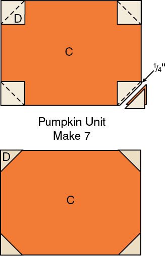 Figure 2 Sew a stem unit to the top of each pumpkin unit to make seven Pumpkin - photo 7