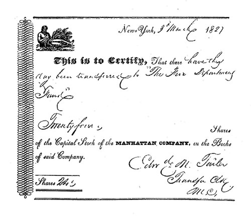 FORM OF EARLY STOCK CERTIFICATE The Bill was passed April 2d 1799 and by - photo 5