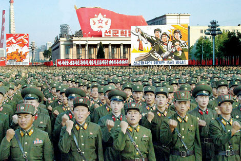 North Korean soldiers attend a mass rally celebrating the success of the - photo 1