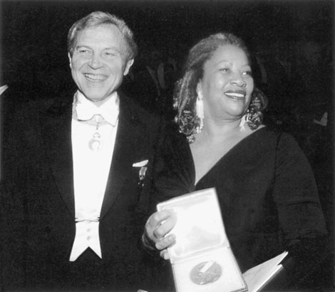 Standing with Nobel Academy Secretary Sture Alln Toni Morrison accepts the - photo 1