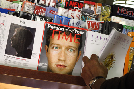 A copy of Time magazine featuring Mark Zuckerberg as Person of the Year on - photo 1