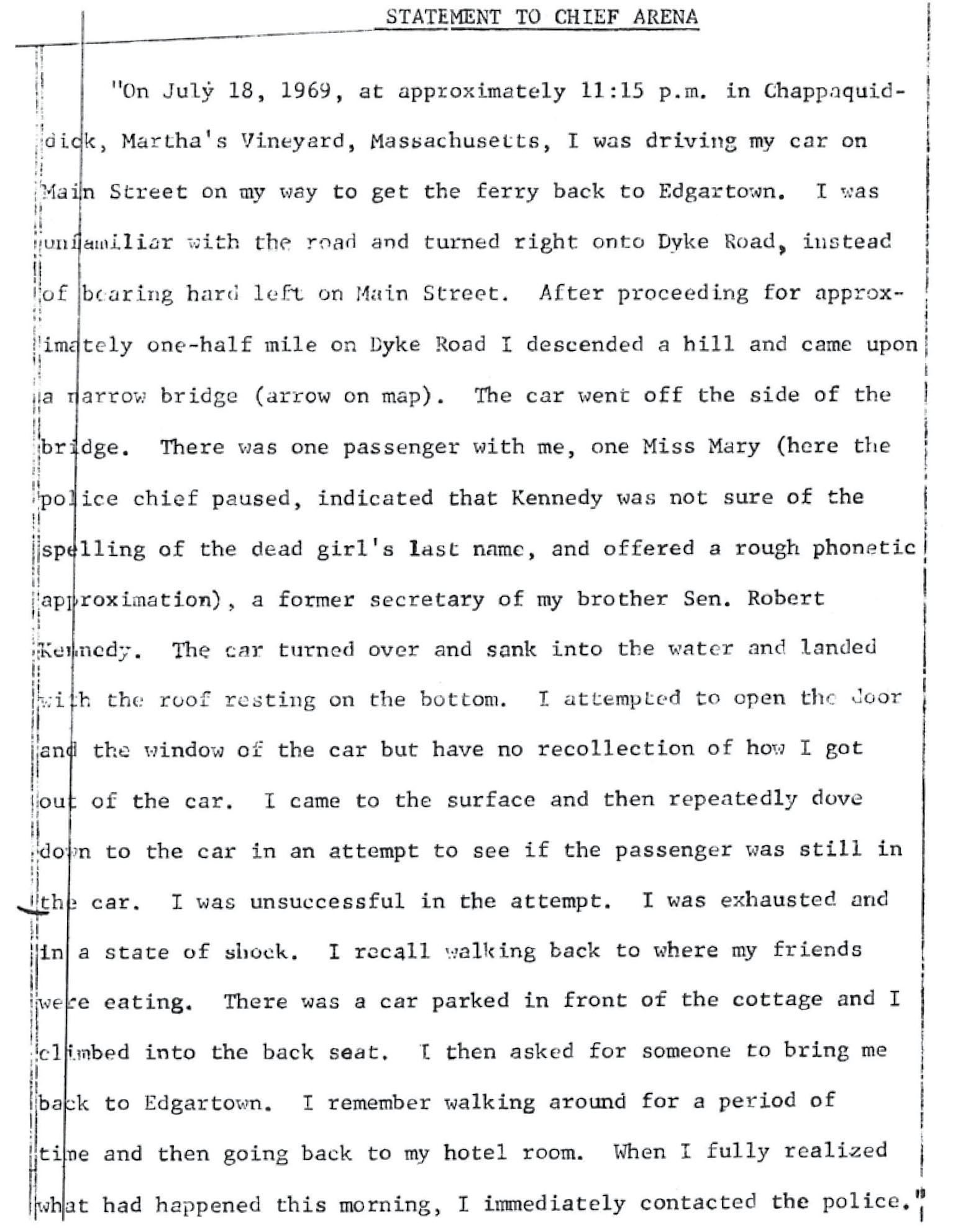 Appendix 5 Statement of accident submitted to Chief Arena by Senator Kennedy - photo 12