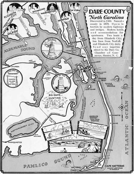 Promotional map of Dare County created by the Dare County Chamber of Commerce - photo 2