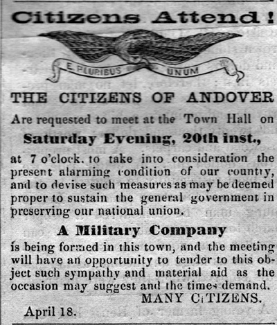 A call to the citizens Andover Advertiser April 20 1861 The Shawshin - photo 5