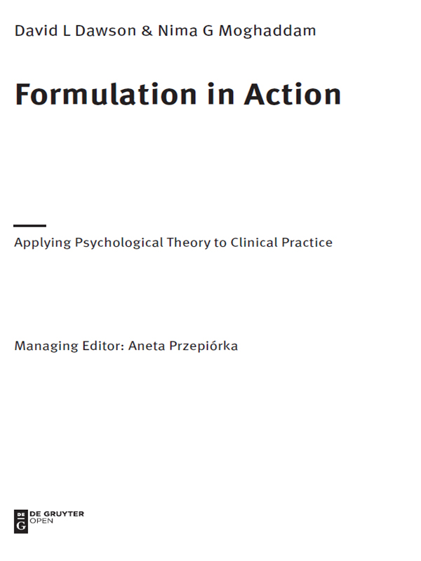 Formulation in Action Applying Psychological Theory to Clinical Practice - image 2