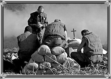 Naval Chaplain Ray Stubbe standing holds a field service for Marines during - photo 3