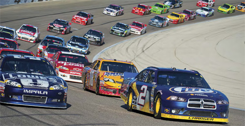 Brad Keselowski right and Jimmie Johnson left lead a Sprint Cup race in - photo 8