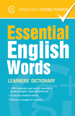 Morven Dooner - Websters Word Power Essential English Words: Learners Dictionary