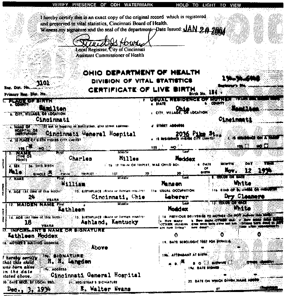 Figure 12 Birth Certificate ofCharles Milles Manson Ada Kathleen Maddoxs real - photo 12