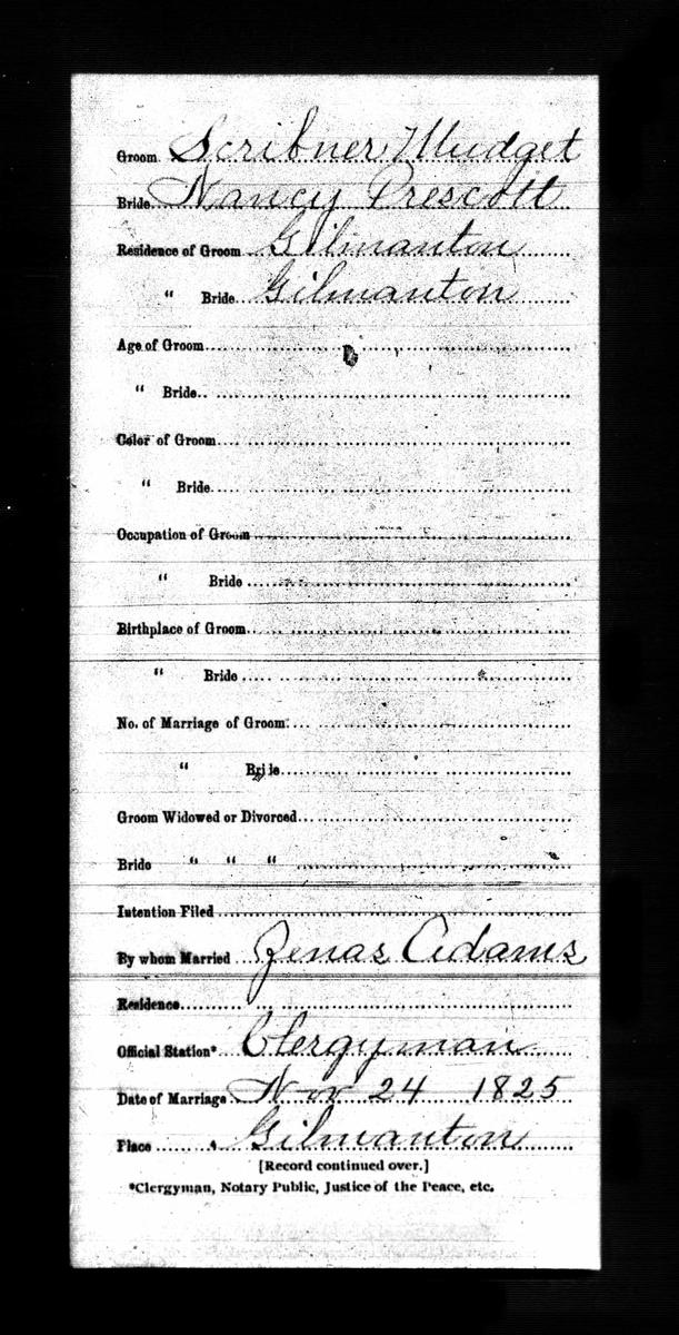 Figure 10 Marriage Record ofScribner and Nancy Mudgett The 1830 United States - photo 12