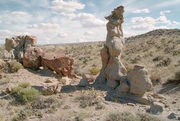 Sandstone columns below Skull Rim Adobe Town Sweetwater County Wyoming 2004 - photo 9