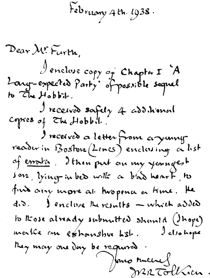 February 4th 1938 Dear Mr Furth I enclose copy of Chapter I A Long-expected - photo 2