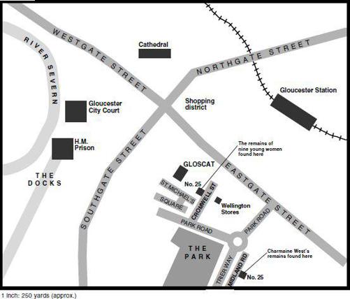 Simplified street map of Gloucester showing Midland Road and Cromwell Street - photo 4