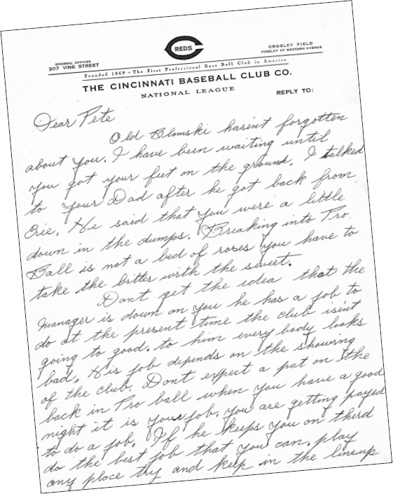 SLUGGER BLOMSKI Letter written to Pete by Cincinnati Reds scout Slugger - photo 15