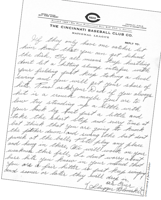 SLUGGER BLOMSKI Letter written to Pete by Cincinnati Reds scout Slugger - photo 16